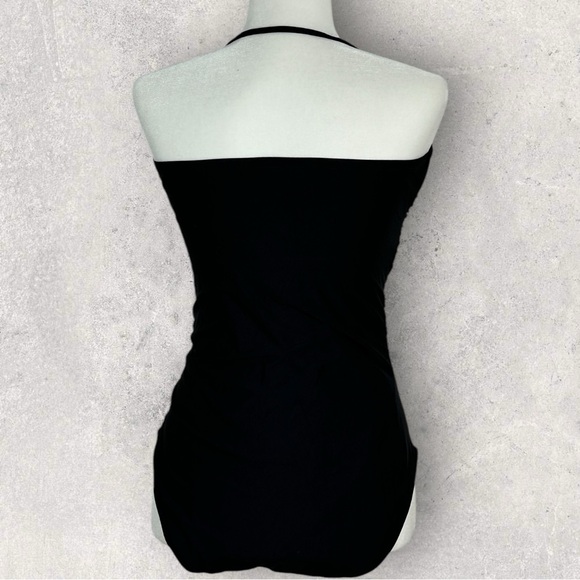 J Crew Ruched Bandeau One‎ Piece Swimsuit Black Womens Size 12 Style B6818 Beach - Picture 7 of 14